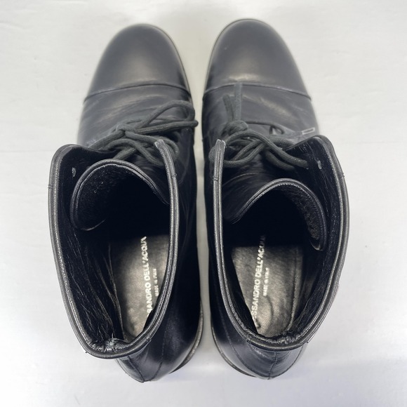 Alessandro Dell\'Acqua Boots Mens Size 42 Black Leather Cap Toe Shoes - Italy main image 5